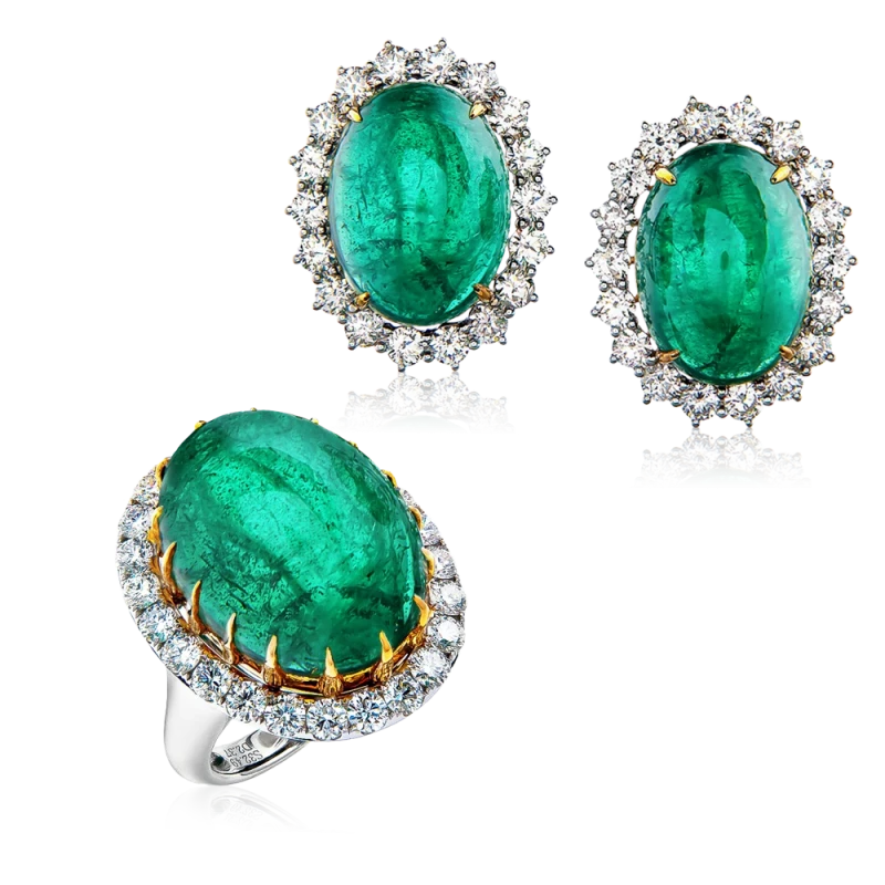 Earrings without a brand EMERALD AND DIAMOND SET nnES 1