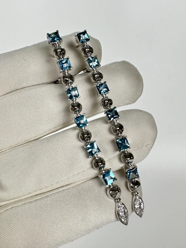 Bvlgari LUCEA DIAMOND AND BLUE TOPAZ WATERFALL EARRINGS BVLG7131 4