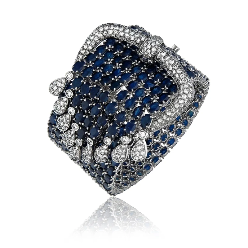 OVAL SAPPHIRE 164.99 CT & ROUND DIAMONDS 9.45 CT BRACELET