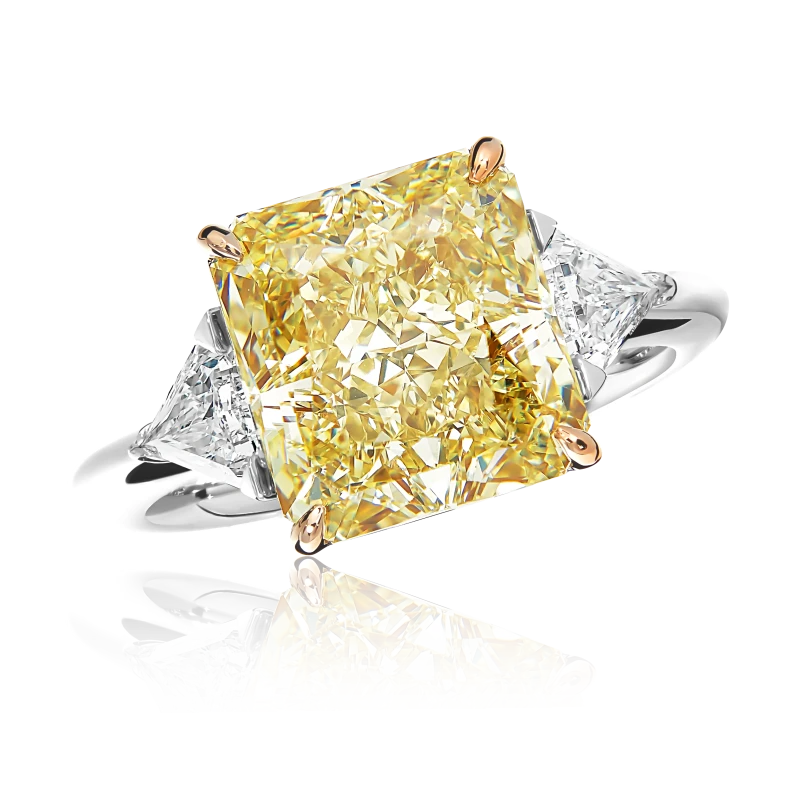 RADIANT DIAMOND 6.06 CT FANCY BROWNISH GREENISH YELLOW RING (GIA)