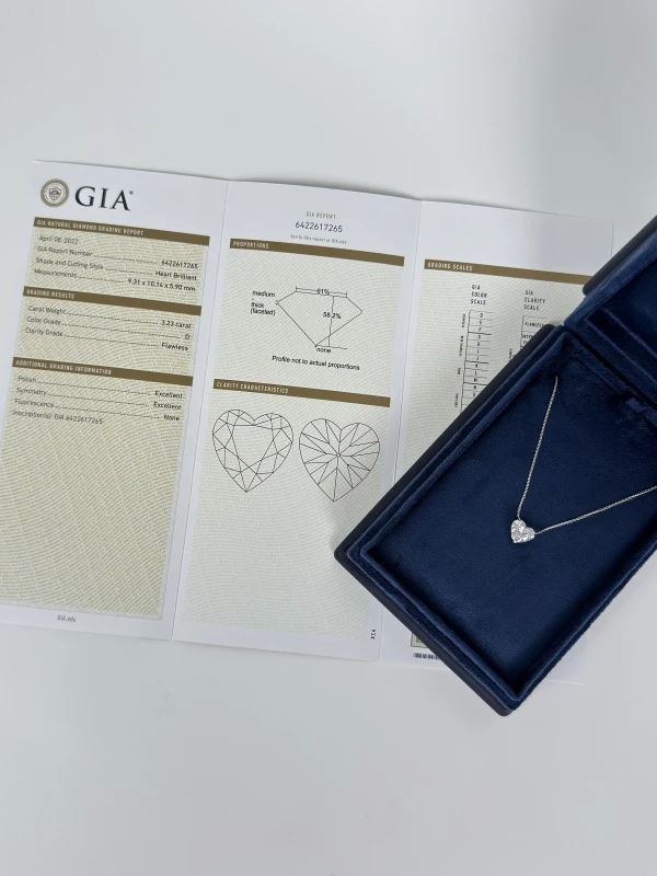 СЕРЬГИ NO NAME HEART DIAMOND 3.23 CT D/FLAWLESS PENDANT ( TYPE IIa) (GIA) NN3.23CT D/FLAWLESS 8