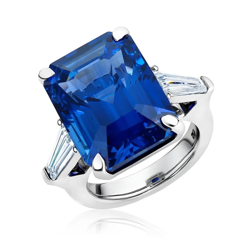 Earrings without a brand OCTAGONAL SAPPHIRE 10.48 CT ROYAL BLUE RING (SIZE 51) GRS sp10.48 1