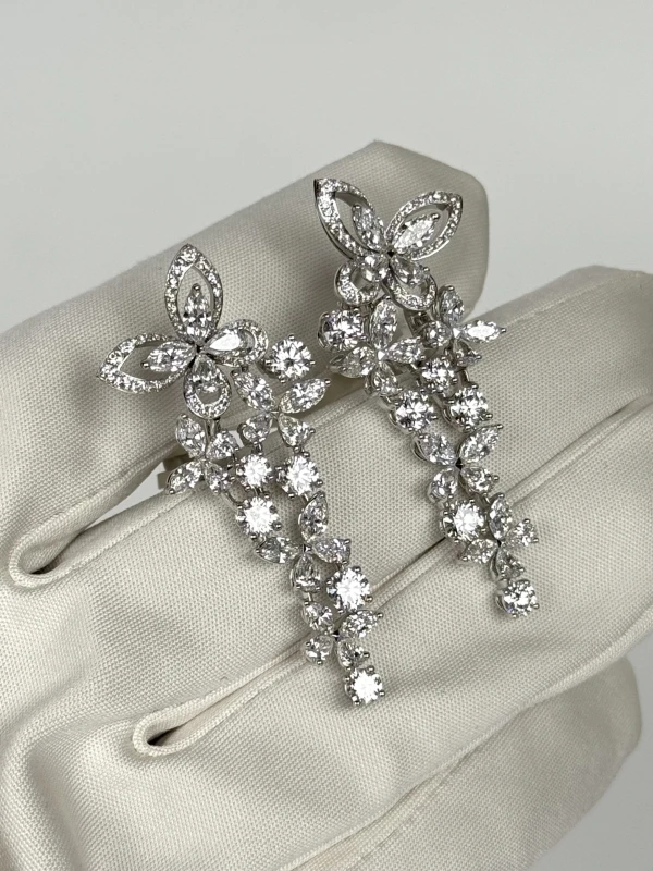 GRAFF White Gold White Multi Shape Diamond Butterfly Motif Earrings RGE1302 4