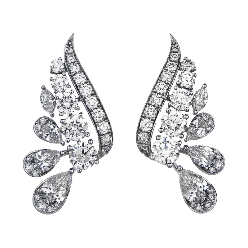GRAFF PEAR & ROUND DIAMOND EARRING RGE2008 1