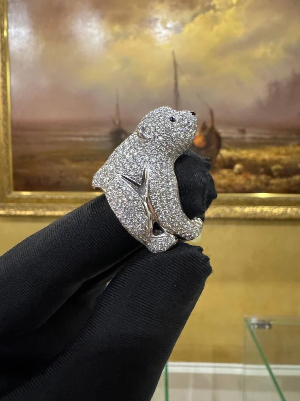 RalfDiamonds POLAR DIAMOND BEAR RING 6.00 CT WHITE GOLD RDR BEAR 6