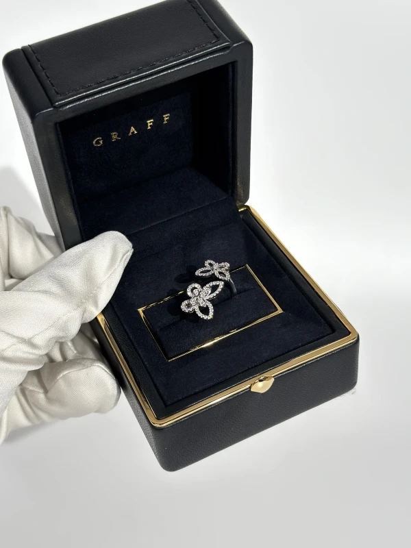 GRAFF Double Butterfly Silhouette Diamond Ring (SIZE 54) RGR789-54 4