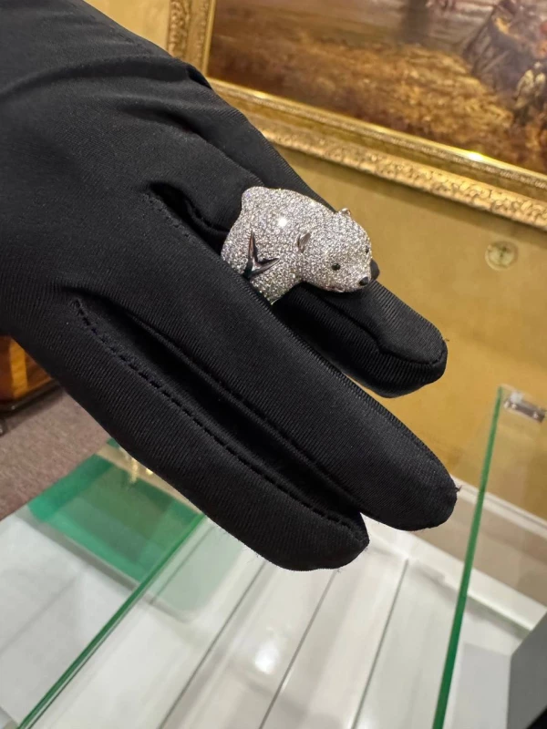 RalfDiamonds POLAR DIAMOND BEAR RING 6.00 CT WHITE GOLD RDR BEAR 3