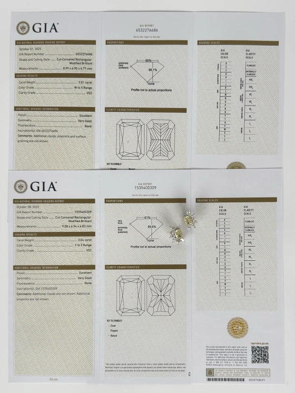 No name RADIANT DIAMOND 3.01-3.04 CT W to X—Y to Z/VS1-VS2 EARRINGS (GIA) nn3.01-3.04 8