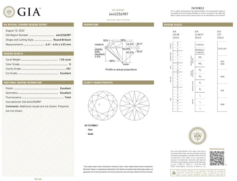 No name ROUND DIAMOND 1.00-1.03 CT G/VS1 EARRINGS (GIA) 555644-NN1.00-1.03 CT G/VS1 3