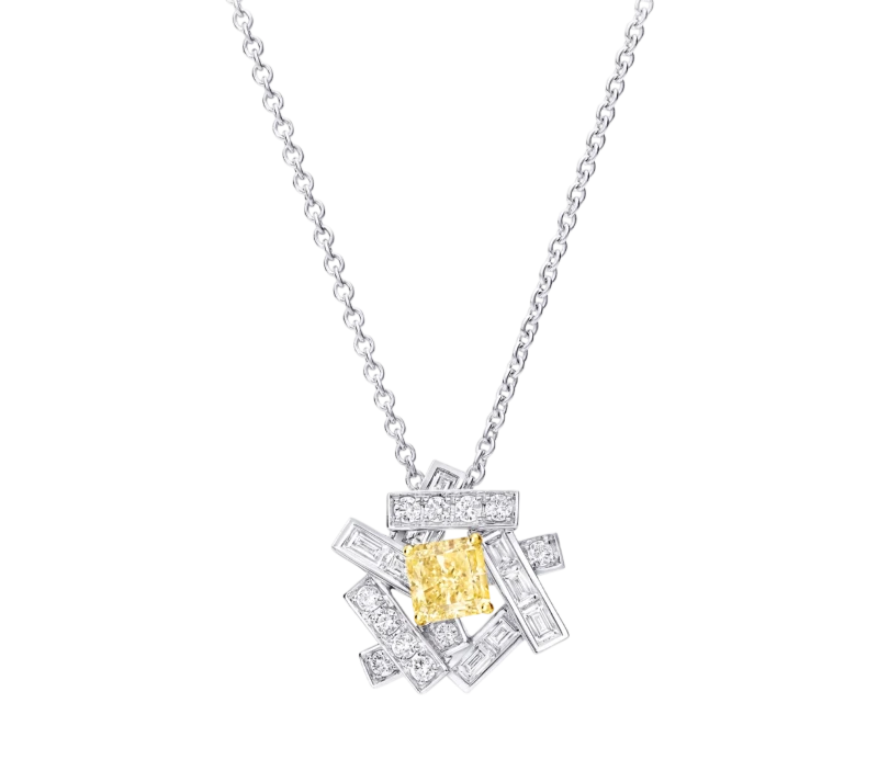 Threads Yellow and White Diamond 1.03 ct Fancy Yellow/VS2 Pendant (GIA)