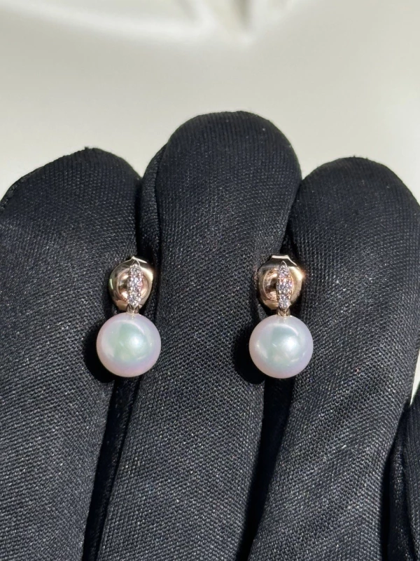 Мikimoto  ROSE GOLD PEARL & DIAMOND EARRINGS mkmt22209 5