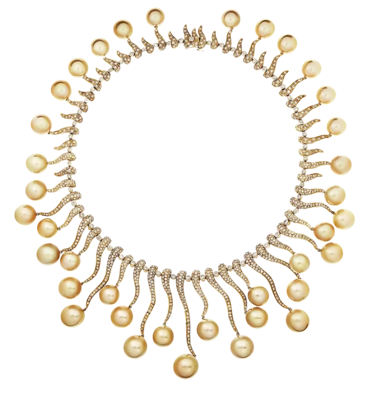 DIAMOND 10.52 CT and PEARL 9.75 - 12.78 NECKLACE