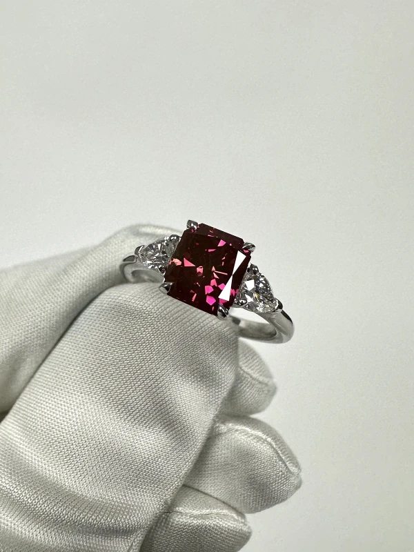 СЕРЬГИ NO NAME RADIANT DIAMOND 1.69 CT FANCY DEEP REDDISH PURPLE*/VS2 RING (SIZE 54) NN1.69CT 4