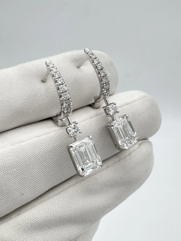 СЕРЬГИ NO NAME EMERALD DIAMOND 2.01-2.17 D-E/VVS2 EARRING (GIA) NN2.01-2.17 D-E/VVS2 3