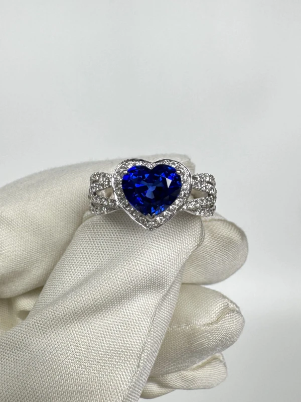 No name HEART SAPPHIRE 1.94 CT ROYAL BLUE RING (SIZE 53) NN1.94 CT 2