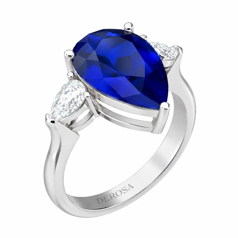 PEARSHAPE SAPPHIRE 3.54 CT "ROYAL BLUE" RING, SRI LANKA (SIZE 53) GRS
