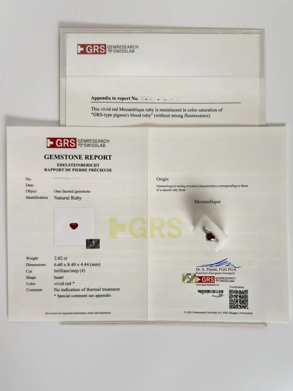 Earrings without a brand MOZAMBIQUE RUBY 2.02 CT PIGEON BLOOD RING (GRS) NN2.02CT 4