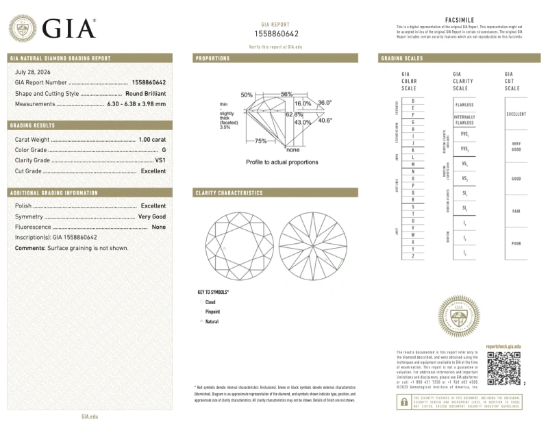 Earrings without a brand ROUND DIAMOND 1.00-1.00 CT G/VS1 EARRINGS (GIA) 2801-NN1.00-1.00 G/VS1 2