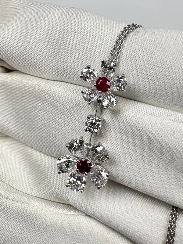 Graff DOUBLE FLOWER DIAMOND & RUBY SET GE/GD 5