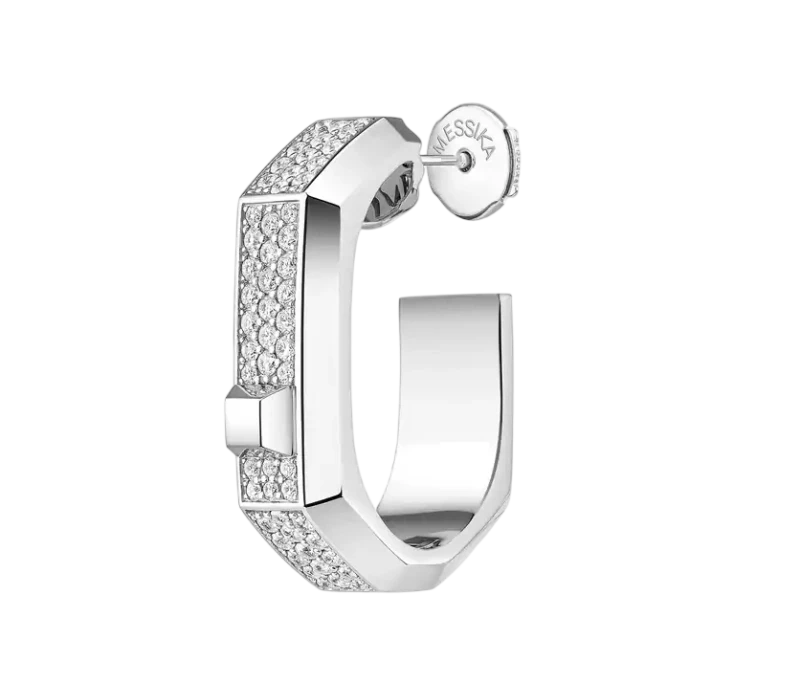 Moderniste single pavé earring, medium model