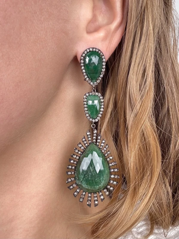 Earrings without a brand КОМПЛЕКТ С ИЗУМРУДАМИ EMERALDS91124 3