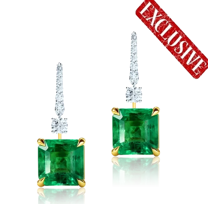 СЕРЬГИ С ИЗУМРУДАМИ 7.88-8.14CT GRS (COLOMBIA, VIVID GREEN)