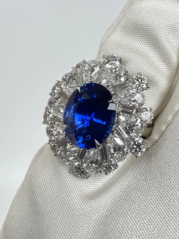 Mercury SAPPHIRE 5.01 CT "BLUE", SRI LANKA  & DIAMOND 4.48 CT RING (SIZE 55) MRF2219WC 5