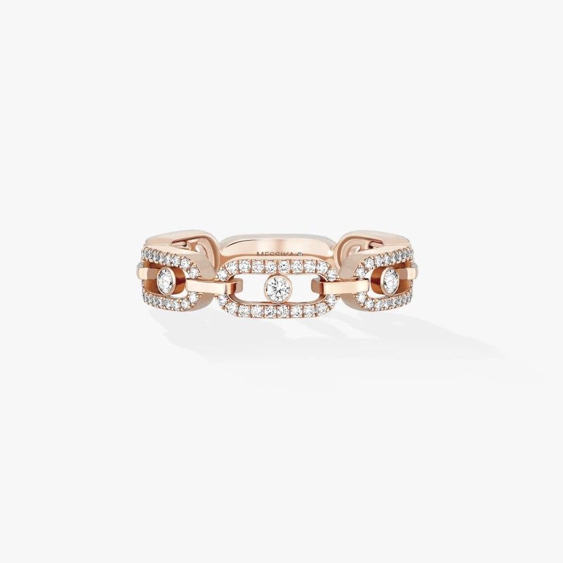 MESSIKA PINK GOLD DIAMOND RING MOVE LINK MULTI PAVÉE 12012-PG-55 1