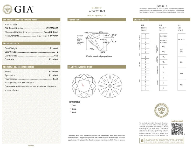 Earrings without a brand ROUND DIAMOND 1.00-1.01 CT G/VS2 EARRINGS (GIA) 9355-NN1.00-1.01CT G/VS2 2