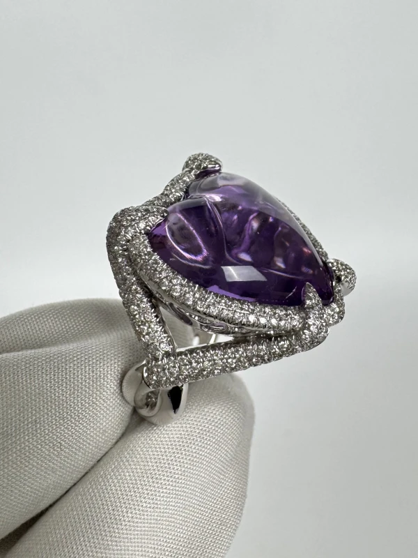 Adler AMETHYST HEART AND DIAMONDS RING Adler28 3