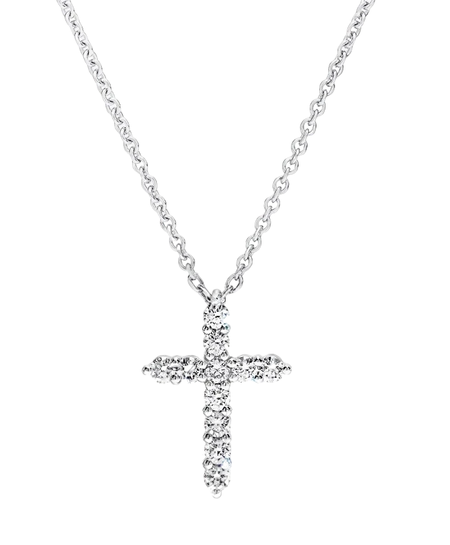 Round Diamond Cross Petite Pendant