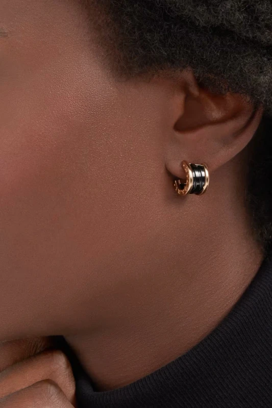 Bvlgari B.ZERO1 BLACK CERAMIC, ROSE GOLD EARRINGS 347405 2