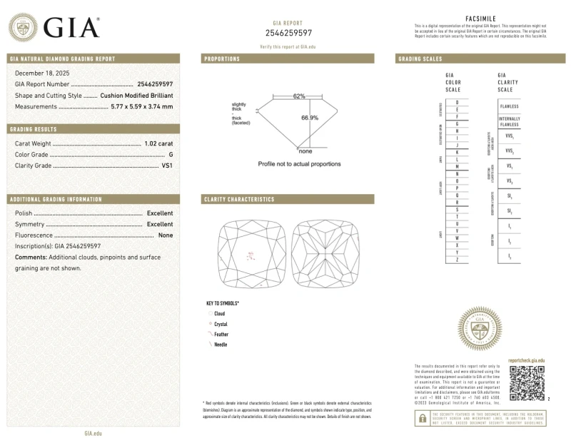 No name CUSHION 1.00-1.02 CT G/VS1-VS2 EARRINGS (GIA) nn1.00-1.02ct G/VS1-VS2 3