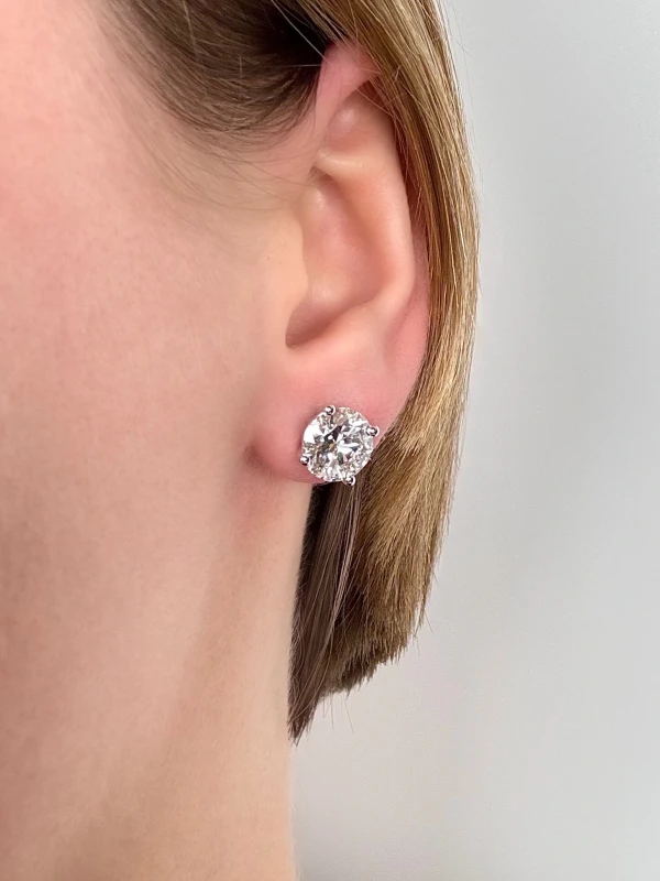 Earrings without a brand ROUND  DIAMONDS 3.00-3.01 CT H/VVS2-VS1 EARRING (GIA) EXEXEX nn3.00-3.01H 2