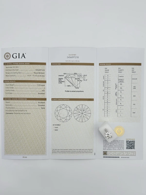 СЕРЬГИ NO NAME ROUND DIAMOND 5.10 CT J/VS1 RING (GIA) NN5.10J/VS1 5