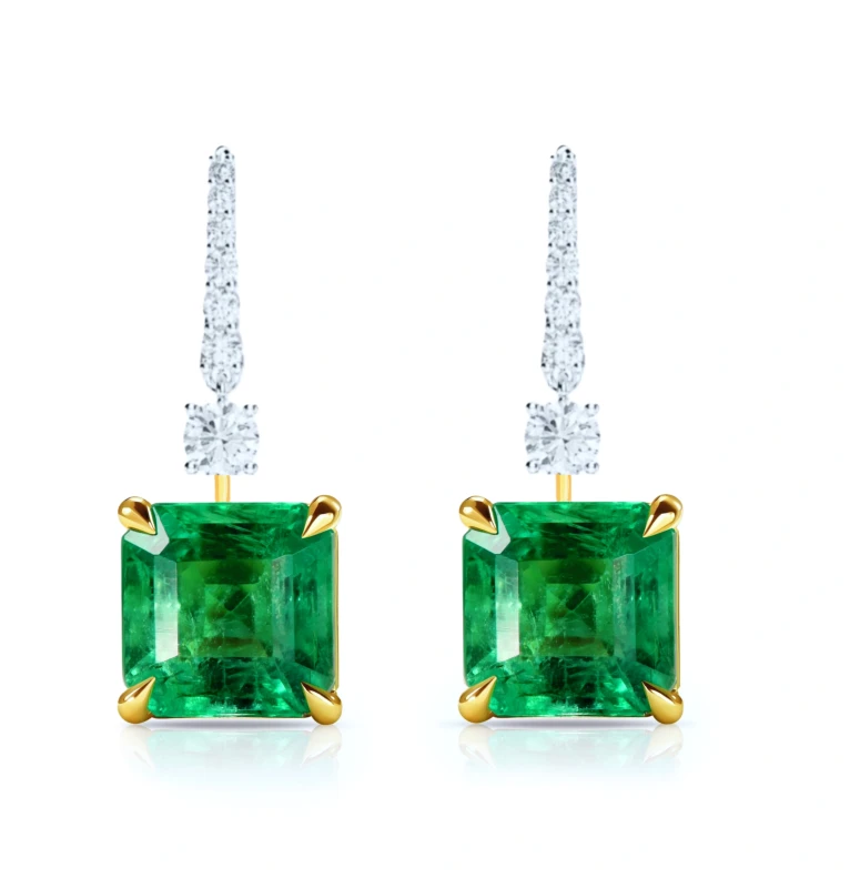 Earrings without a brand СЕРЬГИ С ИЗУМРУДАМИ 7.88-8.14CT GRS (COLOMBIA, VIVID GREEN) 7.88-8.14 Vivid Green 1