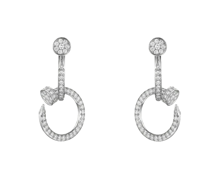 Juste un Clou earrings, double, semi-paved