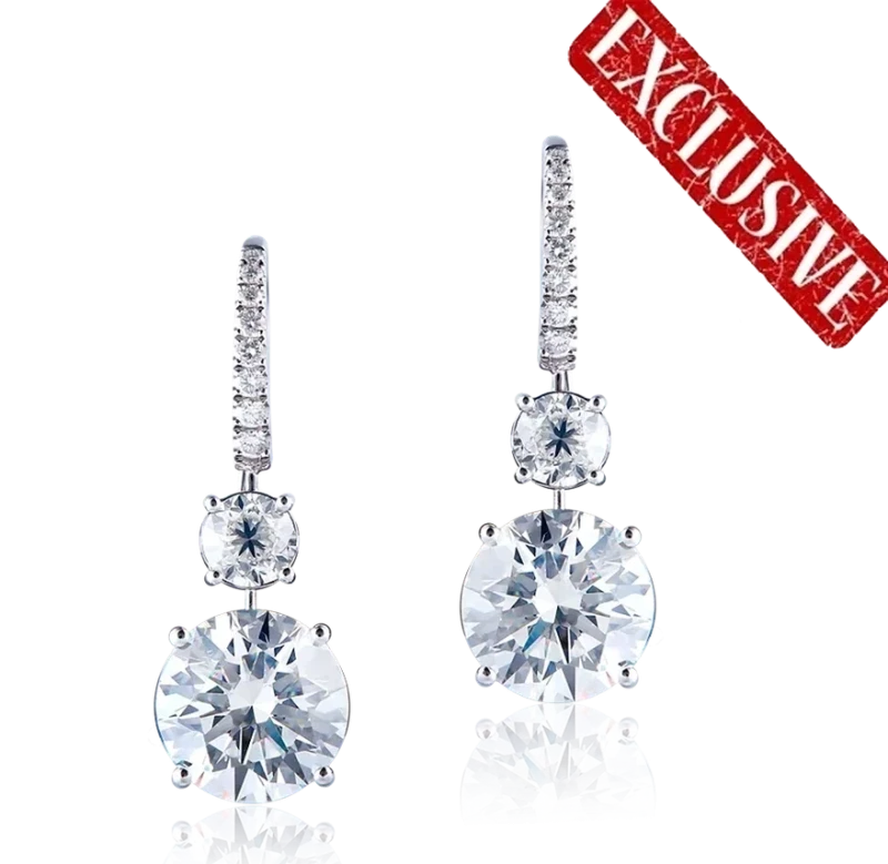 ROUND DIAMONDS 6.02-6.03 CT H/SI EXEXEX EARRING (GIA)