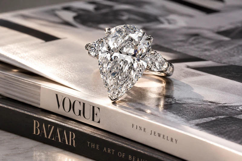 Earrings without a brand PEAR DIAMOND 5.04 CT E/FLAWLESS RING (GIA) EXEX 419-5.04