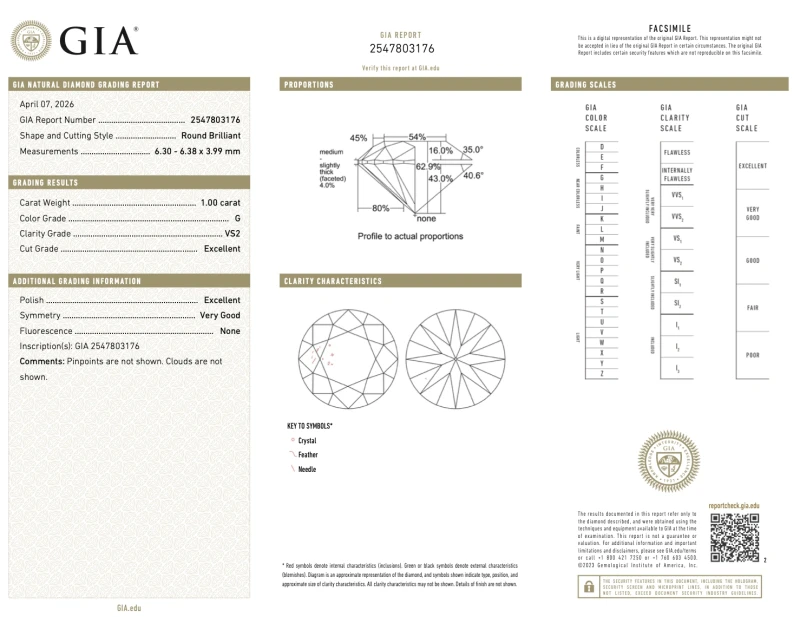 Earrings without a brand ROUND DIAMOND 1.00-1.00 CT G/VS2 EARRINGS (GIA) 7685-NN1.00-1.00 G/VS2 2