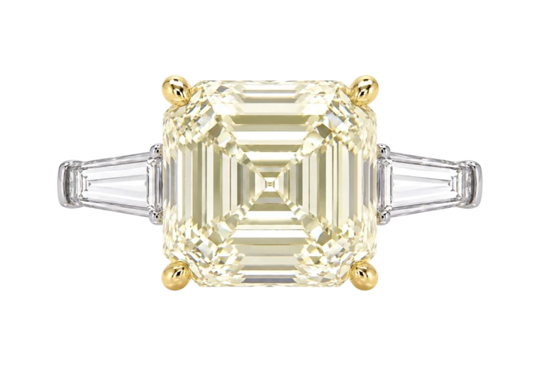ASSCHER DIAMOND 5.01 CT U to V/VS2 RING (SIZE 51) GIA