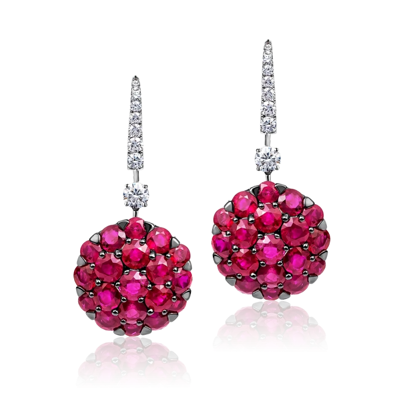 BOMBE RUBY & DIAMOND EARRINGS