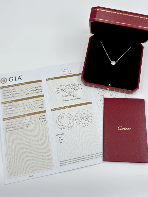 Cartier ROUND DIAMOND 4.01 CT E/VVS2 PENDANT (GIA) CR4.01CT 6