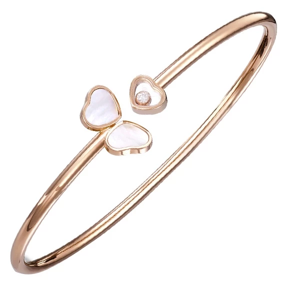 HAPPY HEARTS BANGLE, MOTHER OF PEARL, ROSE GOLD