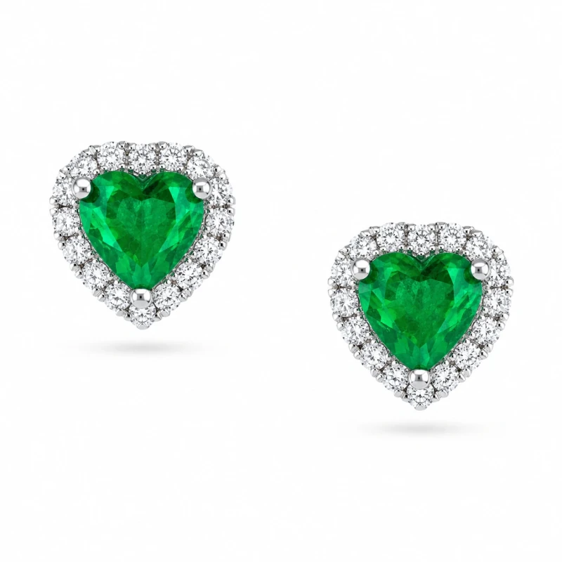 HEART EMERALD 2.53 CT "VIVID GREEN" EARRINGS (GUILD)
