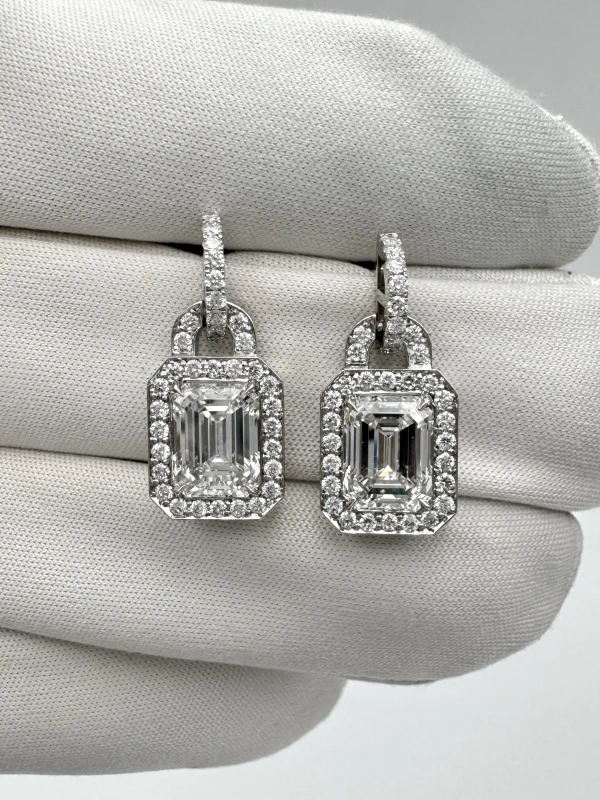 СЕРЬГИ NO NAME EMERALD DIAMOND 2.01-2.01 CT F/VS2 (GIA) 118218 4