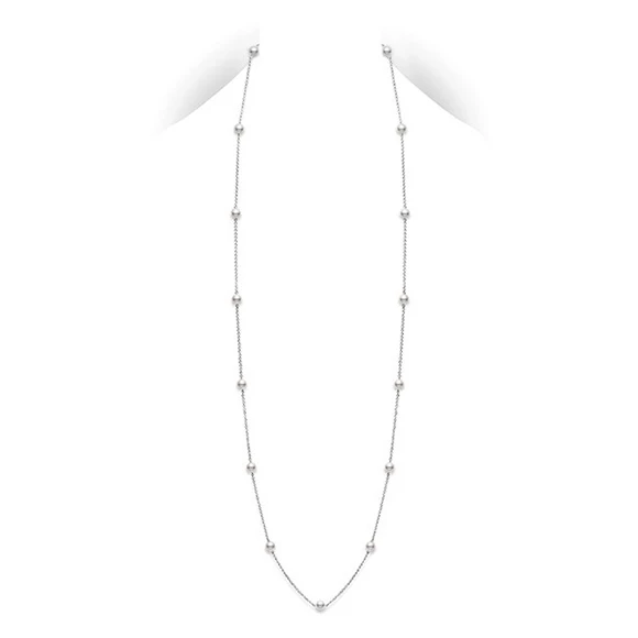 AKOYA CULTURED PEARL STATION NECKLACE IN WHITE GOLD