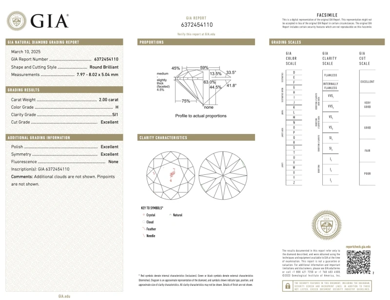 No name ROUND DIAMOND 2.01-2.00 CT H/SI1 EARRINGS (GIA) EXEXEX NN 2.01-2.00 CT H/SI1 3