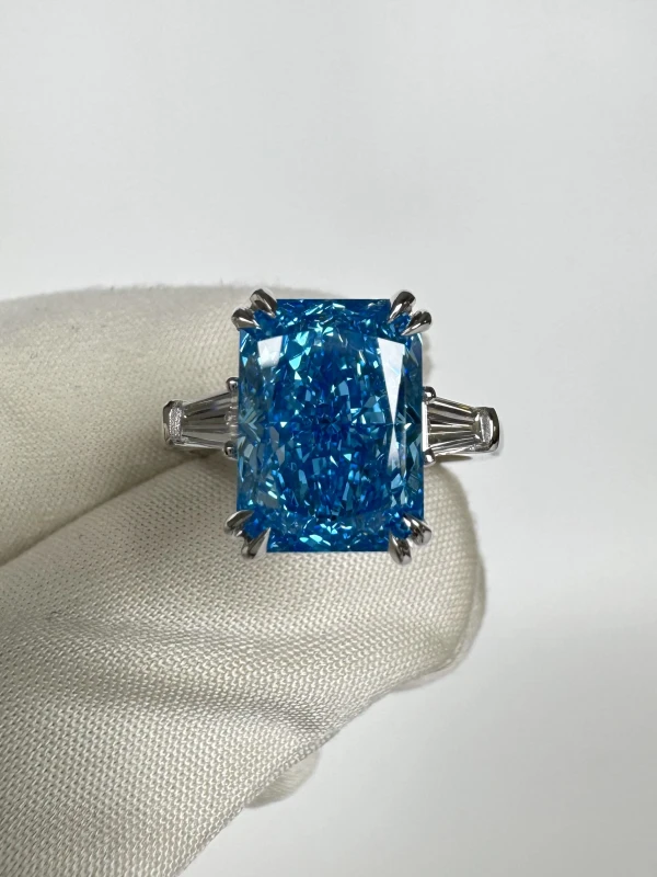 No name RADIANT DIAMOND 5.11 CT FANCY VIVID BLUE*/VVS1 RING (SIZE 52) GIA EXEX nn5.11ct FVB/VVS1 4