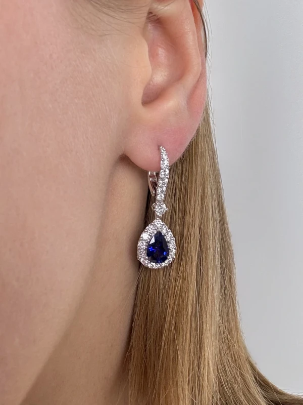 Graff SAPPHIRE ICON EARRINGS 1.39-1.29 CT WITH DIAMONDS PAVE RGE1830 2